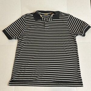 Gold Label Roundtree & Yorke size Large Black and White Striped Polo Shirt